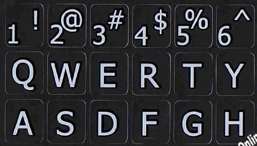 Inglês nos grandes adesivos de teclado de letras com fundo preto não transparente para laptops de computador desktop