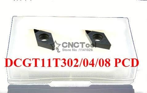 FINCOS 2PCS DCGT11T302 / DCGT11T304 / DCGT11T308 PCD Inserções, CNC PCD Diamond Insert para girar ferramentas para