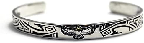 Cosumosu Eagle Hawk Sterling Silver Sudwest nativo americano Americano pulseira ajustável