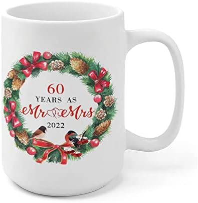 Canecas de cerâmica como Sr. e Sra. 2022 Wreath Coffee Caneca de Natal Ano Novo Holida de Férias Caneca Mock Up Copo