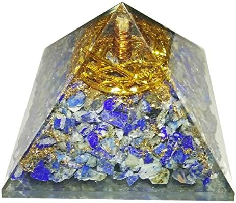 Lapis Lazuli Stone Pirâmide Cristais de Cura Reiki Pirâmide Reiki Spritual Presente com bolsa de presente vermelha