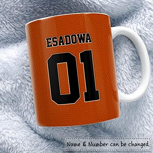 SandJest Basketball personalizado Nome personalizado Coffee Coffee Ceramic Cup 11oz 15oz Presente personalizado para fãs de basquete Boy marido homem mulher