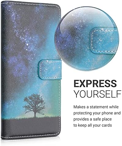 Caixa da carteira Kwmobile Compatível com Nokia G20/G10 - Case Cover de couro Faux - natureza cósmica azul/cinza/preto