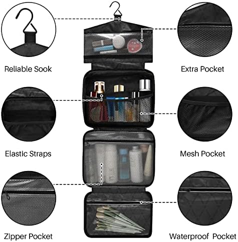 Bolsa de higiene pessoal personalizada para homens com gancho e compartimentos resistentes à água Cosméticos Bolsa