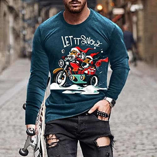 Sinzelimin Men Mangas compridas T-shirt moda natal 3d impressão realista camisa de camisa redonda de pullocolador de natal de Natal