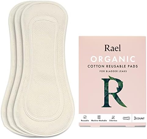 Rael reutilizável almofadas, tampa de algodão orgânico - pós -parto essencial, almofadas de incontinência para mulheres,
