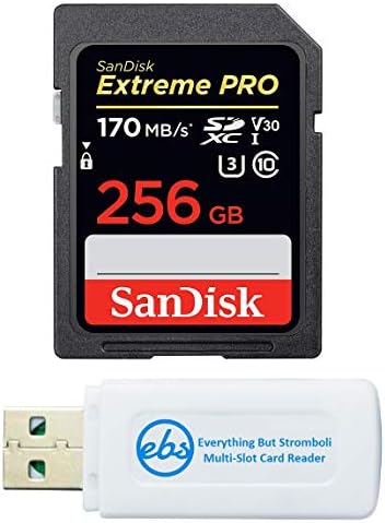 Sandisk Extreme Pro 256GB SD Card para a câmera Nikon funciona com Nikon Z50, Z5 Miroless, D780 Digital DSLR pacote com tudo, exceto Stromboli Micro & SDXC, leitor de cartão de memória