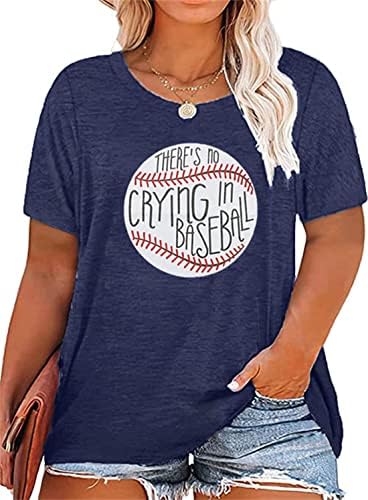 Camisa de mamãe de beisebol de tamanho grande, mulheres adoram o coração de beisebol gráfico de beisebol do dia do dia do dia de beisebol de manga curta camisetas de manga curta