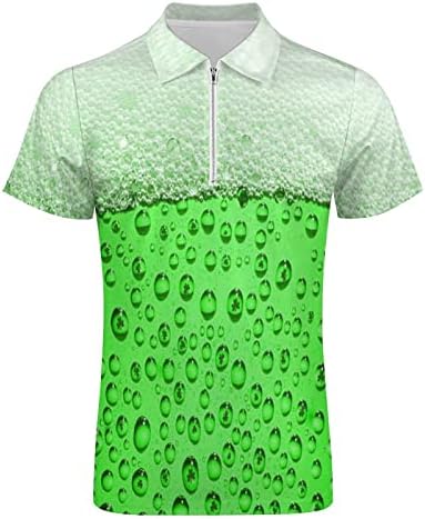 Camisas engraçadas de golfe para homens Camisa de golfe de St. Patrick Green Hawaiian Summer Summer Beach Casual T Tir