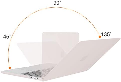 Mosis compatível com MacBook Pro 13 polegadas Caso 2023, 2022, 2021- M2 M1, manga de laptop de couro falso com bolsa pequena e capa de teclado e capa de webcam, cinza e damasco de rock e damasco