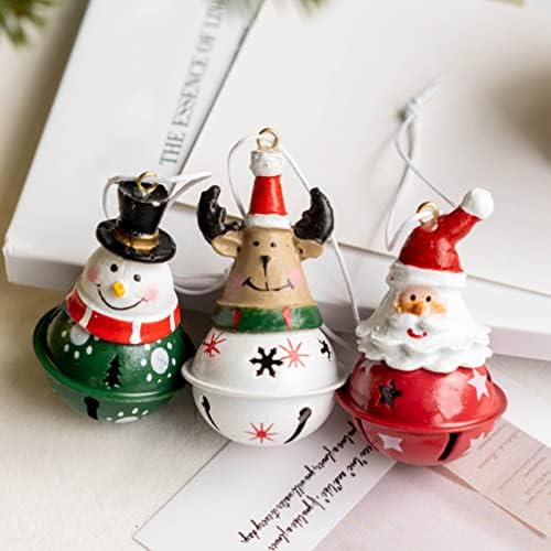 Nolitoy 3pcs Christmas Hanging Bells inclui boneco de neve, alces de alces de metal sinos para a decoração de férias de