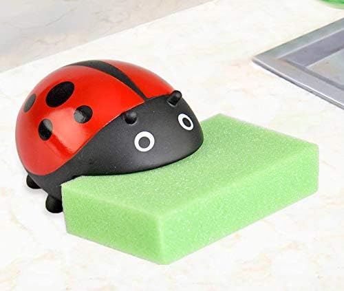Home-X Ladybug Sponge Solder com 3 esponjas, acessórios para pia da cozinha 4 l x 3 w x 2 h