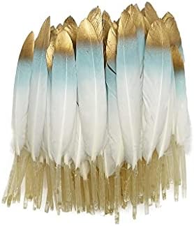 LondGen 50pcs Feathers naturais de ganso 4-6 polegadas para DIY Casamento Casamento em casa decoração de penas de ouro e decorações de caixas de presente