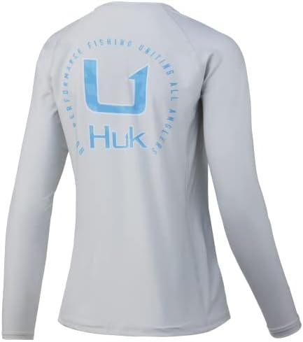 Huk Women's Standard Pursuit de manga longa Camisa de desempenho + proteção solar, Circle Camo-Oyster, grande