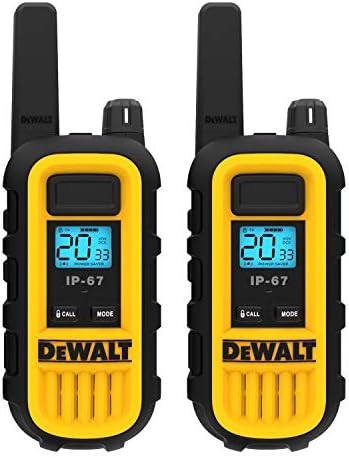 DeWalt DXFRS300 1 Watt Walkie Talkies com fones de ouvido - impermeável, resistente a choque, longo alcance e rádio de