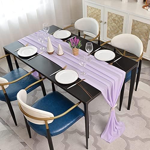 XWTEX 10ft Lalic Chiffon Table Runner Grande mesa de casamento boho de mesa de casamento 27x120 polegadas Romântico Rústico Table