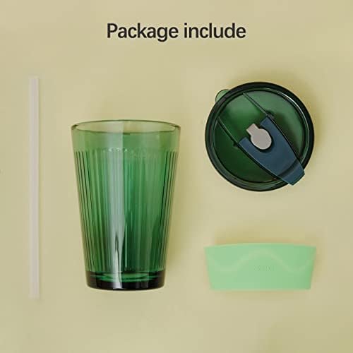 Ayepokhi portátil copo de café de vidro portátil com tampa e palha de uso duplo à prova de vazamento xícaras de chá reutilizando