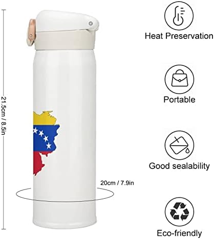 Venezuela Flag Mapa Isolamento Bottle Water Bottle Stainless Ace Aster Isolles Sports Cup para camping de viagens ao ar livre 350ml