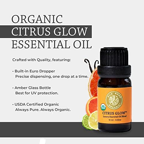 Mistura de Revivência Citrus Citrus Glow Orgânica, Certificado USDA puro - edificante, rejuvenescedor, revigorante e energizante