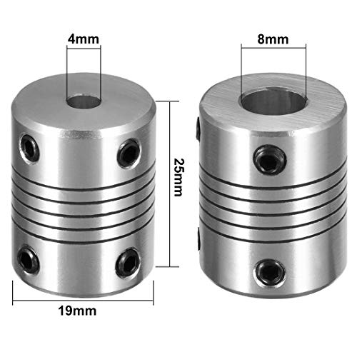 UXCELL de 4 mm a 6mm de alumínio de alumínio acoplamento de eixo de alumínio Conector de acoplador flexível Junta L25xd19 Prata