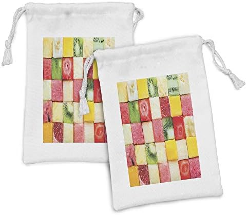 Conjunto de bolsas de tecido de fruta de Ambesonne de 2, foto conceitual de alimentos com a água de toranja de morango de banana