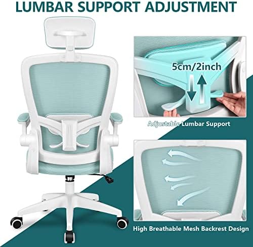 Cadeira de escritório ergonômico de Felixking, cadeira de cadeira para apoio de cabeça com suporte de escritório lombar ajustável,