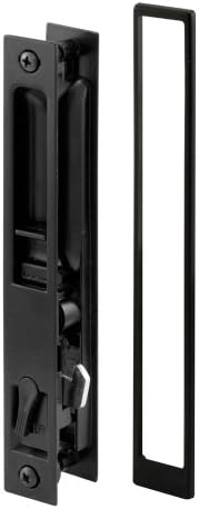 Slide-Co-142249 Conjunto de maçaneta de porta deslizante, diecast preto, puxão de madeira, croft
