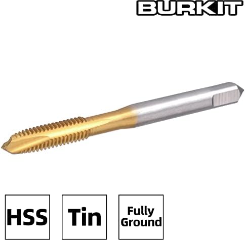 Burkit 2pcs no 8-32 Unn Spiral Point Tap, HSS Titanium Coating Spiral Point Plug Threading Tap 8 x 32 un