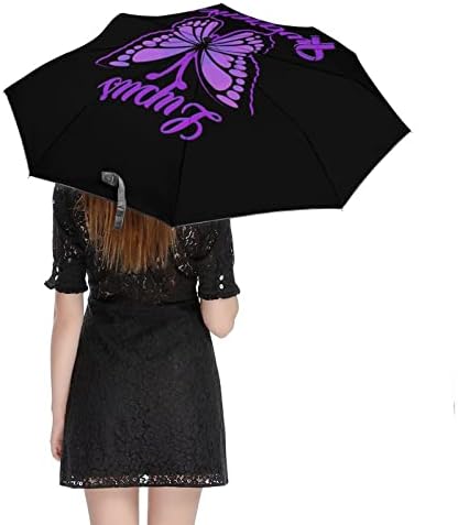 Butterfly Lúpus Consciência da fita Viagem Umbrella à prova de vento 3 Foldas Automome guarda de guarda -chuva dobrável para homens Mulheres