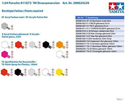 Tamiya 300024229 1: 24 Porsche 911GT3 '99 Versão de shinestone