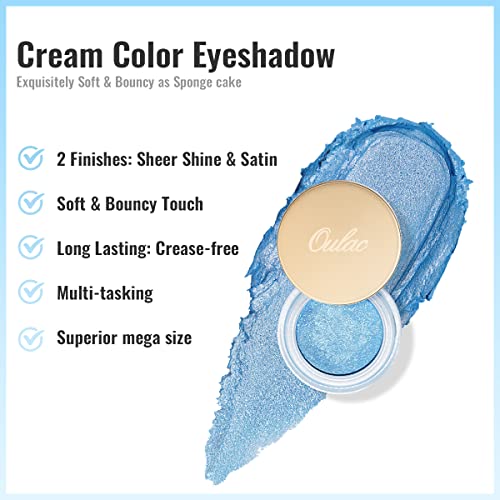 Oulac Blue Cream Eyeshadow Sombra altamente pigmentada à prova d'água e duradouro para mulheres com fórmula lisa hidratante.