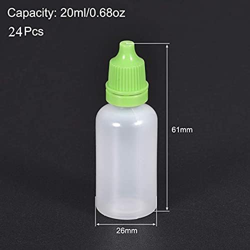 Osowin [24 PCs] Garraco de conta-gotas de plástico, 20 ml / 0,68 onças de caça à boca pequena com garrafas de gota líquida de tampa