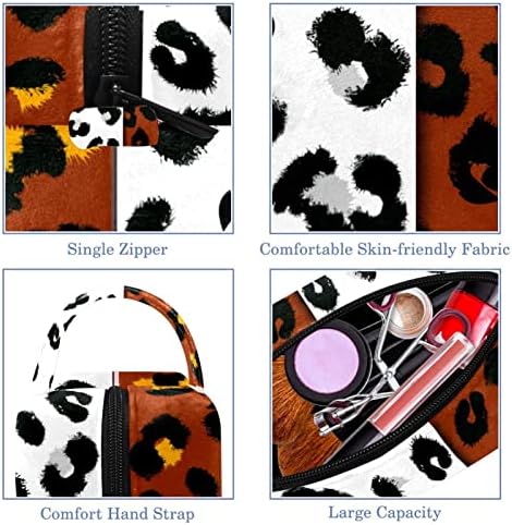 Tbouobt Bolsa cosmética para mulheres, bolsas de maquiagem Bolsa de higiene pessoal espaçosa presente de viagem, estampa de leopardo