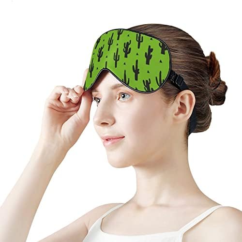 Máscara do sono padrão cactus máscara ocular portátil macia com cinta ajustável para homens mulheres