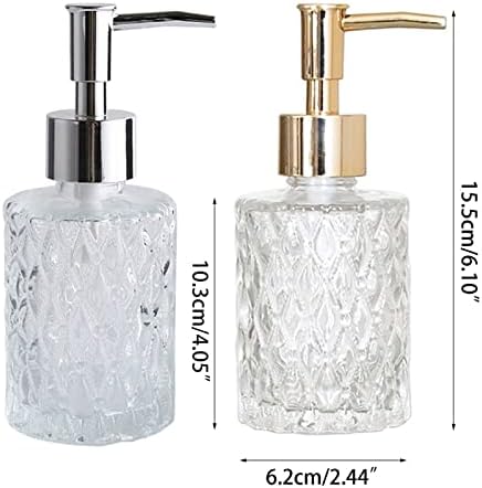 Lingtang 160ml de sabão de vidro de vidro dispensador com bomba de prensa limpar Diamond Design Design de loção Recarregável garrafa