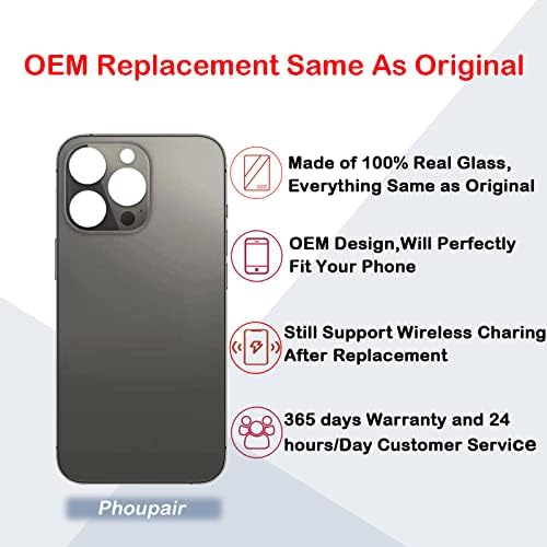 Substituição de vidro traseiro traseiro de Phoupair OEM para iPhone 13 Pro 6,1 polegadas com kit de ferramentas de reparo profissional