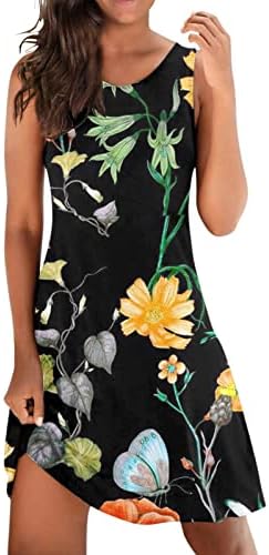 Vestidos de festa KCJGIKPOK para mulheres 2023, estampa floral Mini vestido de vestido de pescoço sem mangas de tamanho
