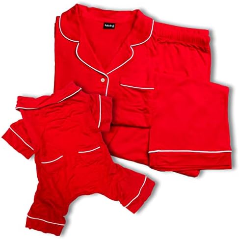 Fabdog Super Soft 16 Modal Dog Pijamas Vermelho Com Média Combationando Modal Red Modal Conjunto de Pacotes de Pijamas