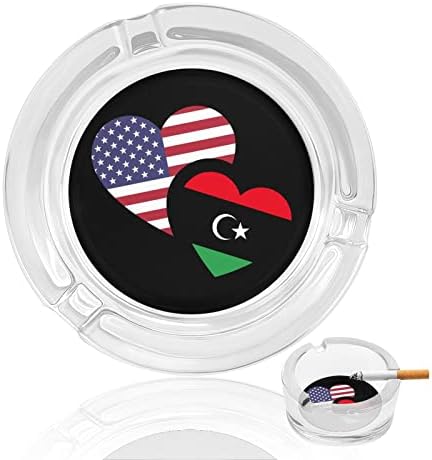Líbia bandeira dos EUA cinzeiros de vidro para cigarros lixo à prova de vento pode imprimir bandejas de cinzas sofisticadas para o