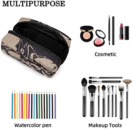 Bolsa de maquiagem inadequada, crânios grunge Cosmetics Bag portátil Tote Travel Case Case Organizer Case Tools Caso para mulheres de beleza