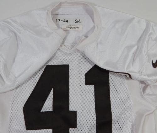 2017 Cleveland Browns Montrel Mender #41 Game usou White Practice Jersey 44 088 - Jerseys de jogo NFL não assinado usados