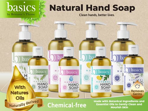 Brittanie's Thyme Basics Natural Oil Oil Hand Soap, sem perfume - 12 fl oz, pacote de 3 - sem crueldade, vegano, sem aditivos