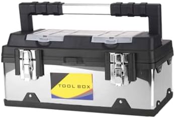Caixa de ferramentas de 14 polegadas FLZOSPER com bandeja removível ， armazenamento portátil de bloqueio, aço inoxidável e construção de plástico ， Organizador da caixa de ferramentas