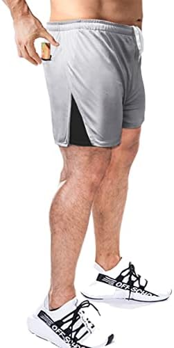 Shorts masculinos de prenda de 5 polegadas, homens que executam shorts curtos com shorts de ginástica de exercícios de linha com lados