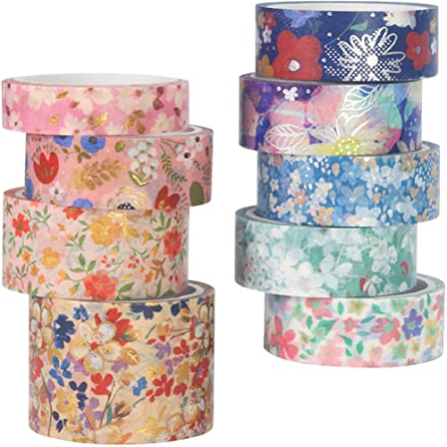 Sewroro decoração vintage adesivos de flores 9 rolos de flores washi fitas artes artesanato fitas de máscara fitas de