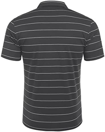 Coofandy Men's Listed Golf Polo Camisa de manga curta Camas de algodão de camiseta leve com colarinho com bolso com bolso