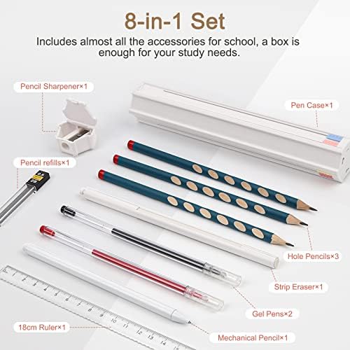 Mousika portátil Caso de lápis Conjunto de papelaria multifuncional exclusivo push slider Lápis Caixa de lápis Cool com lápis Réplica de apagador de canetas gel de caneta para crianças escolares