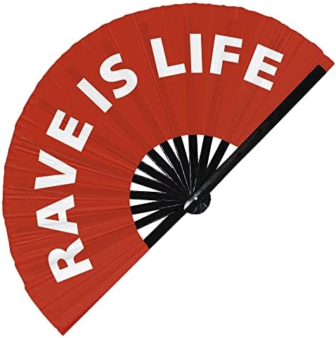 Rave Is Life Hand Fan Hand Dobrável Circuito de Bambu Mão Ventilador de mão Funn Gag Slang Words Expressões Declaração Presentes Acessórios