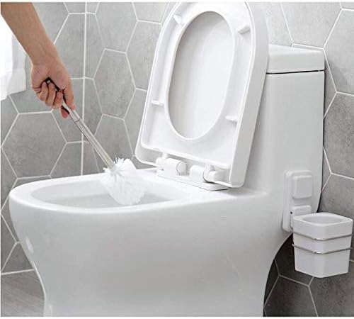 Escova de vaso sanitário de novo com suporte de parede branca pincel de banheiro e suporte de banheiro comprido e suporte
