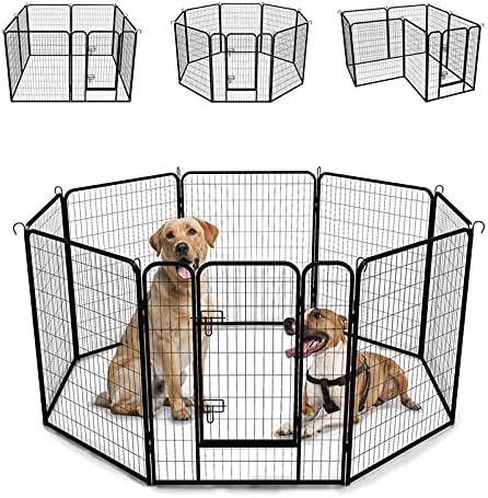 Caneta de exercício de cão dobrável de zghong, petrocismo, cão de cães, 8 painéis de 31,3 de altura cão cerca ao ar livre, barreira dobrável com porta, para cães, gatos ou pequenos animais